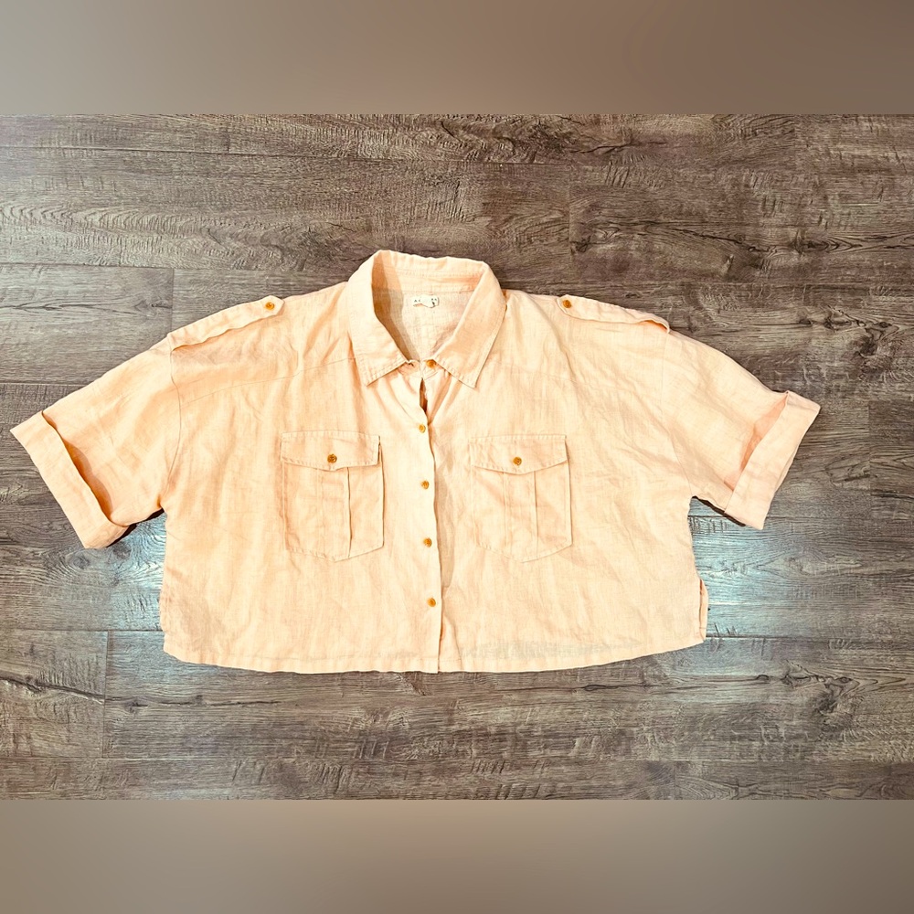 ACACIA swim Della crop camp shirt Size small